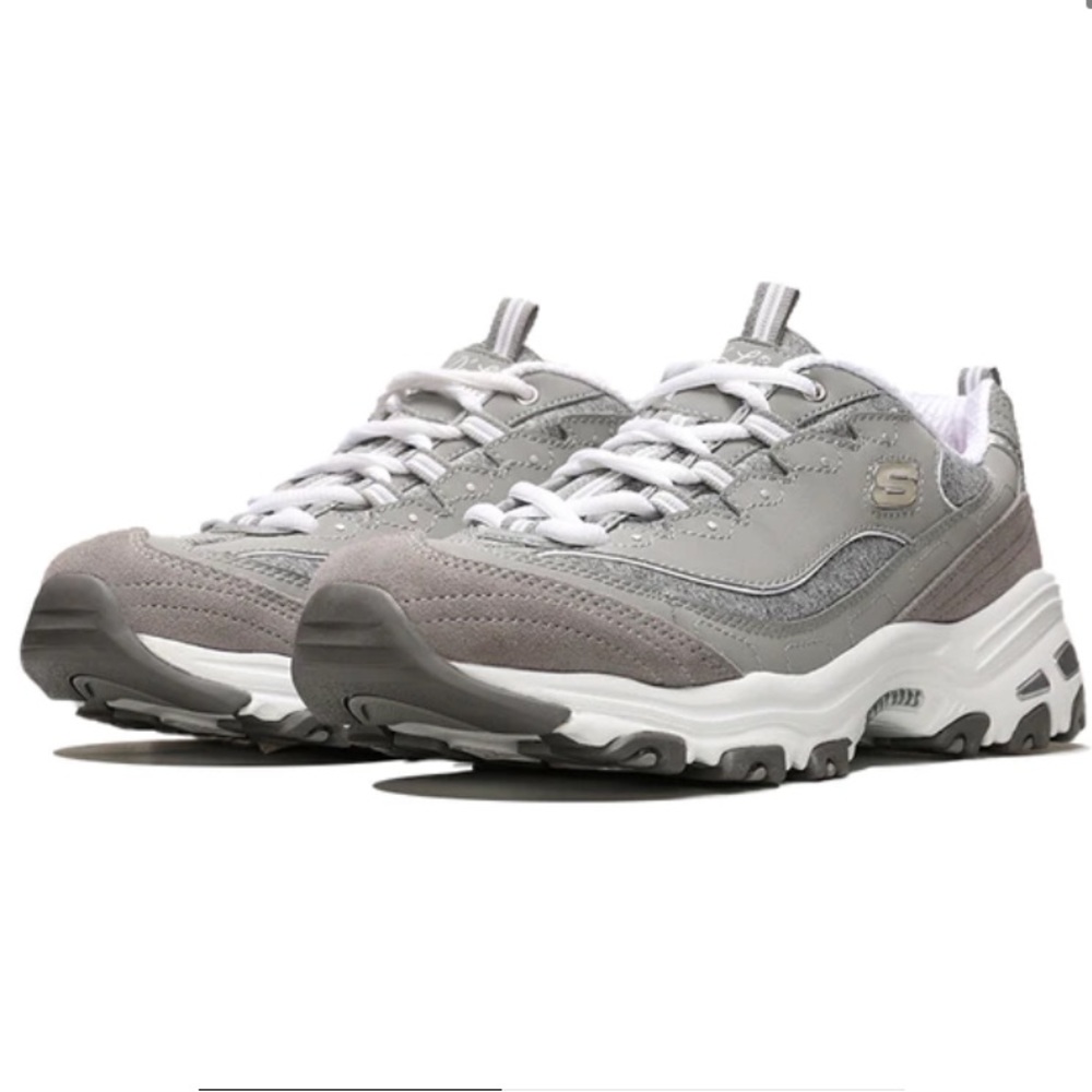 WMNS) Skechers D'Lites Low-Top Running Shoes Grey 11936-GYW size US 9, EU 39